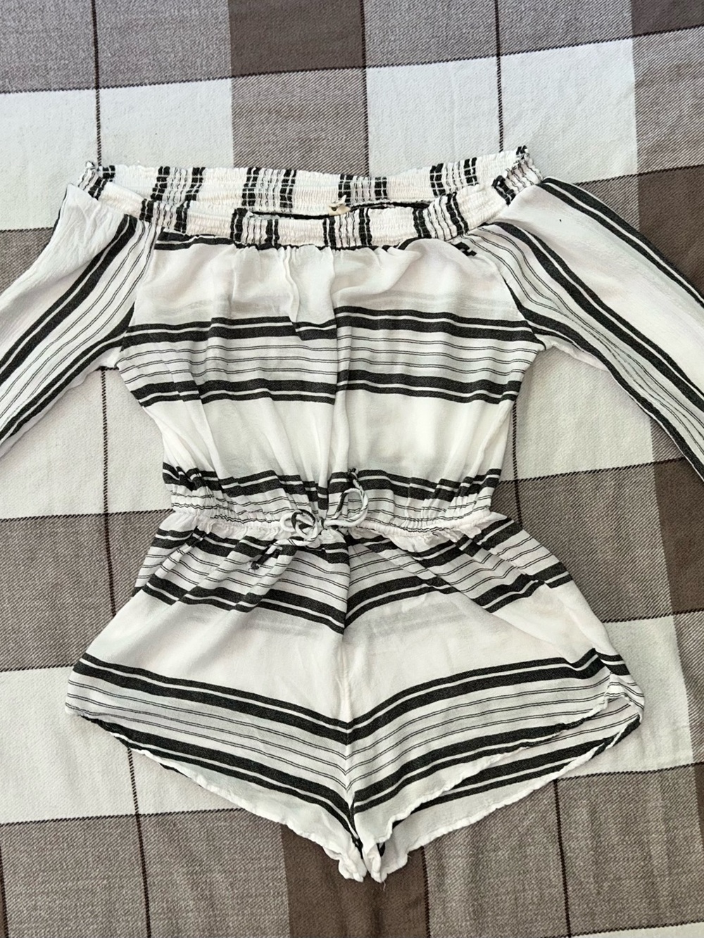 Rip Curl White Romper with Black Stripes